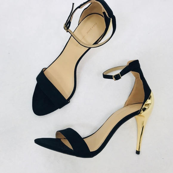 simple gold strappy heels